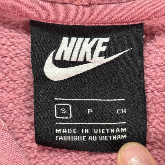 Nike Women's Cropped Pullover Hoodie Pink Orange‎ Logo Swoosh Sz S Casual - Picture 2 of 9